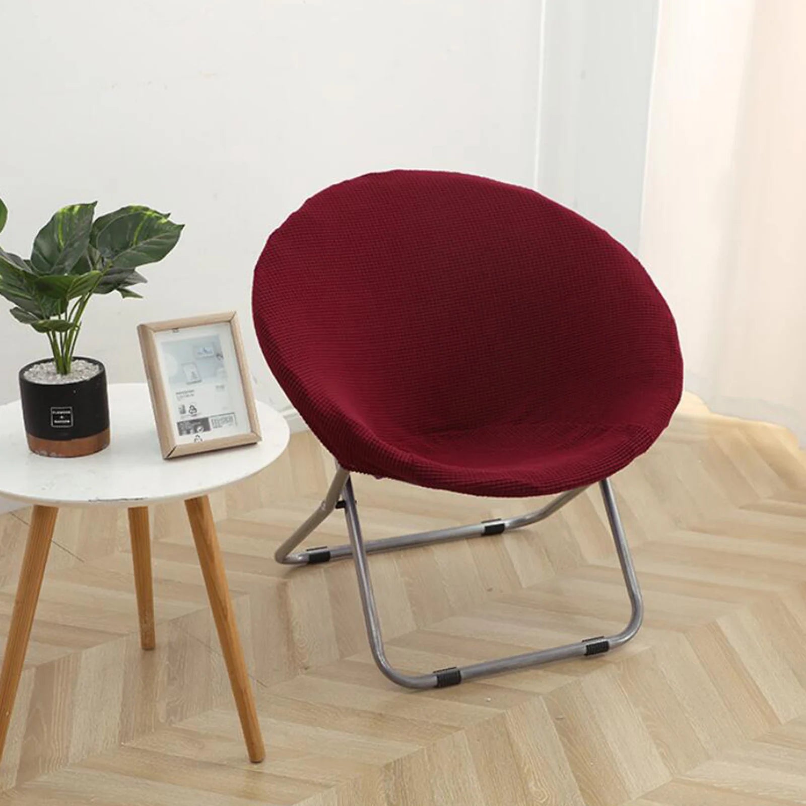 Round Jacquard Fabric Saucer Chair Slipcover Polyester Moon Chair Cover Jacquard Moon Chair Slipcovers Saucer Chair