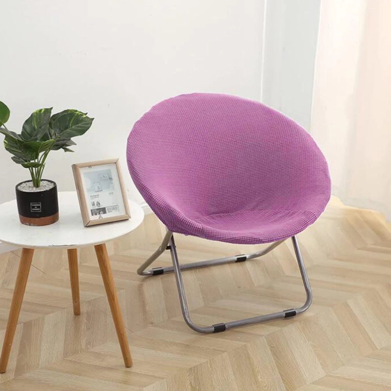Round Jacquard Fabric Saucer Chair Slipcover Polyester Moon Chair Cover Jacquard Moon Chair Slipcovers Saucer Chair