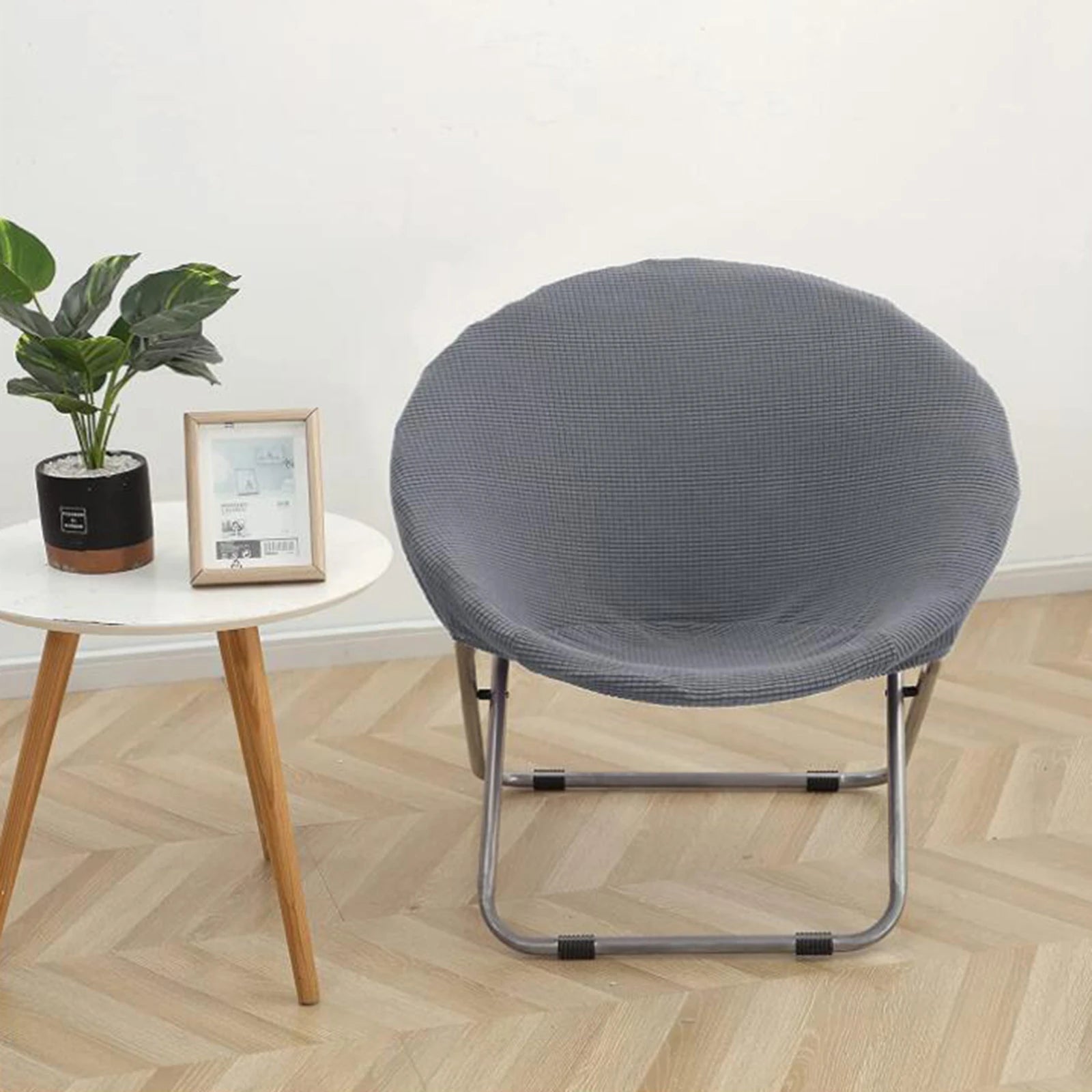 Round Jacquard Fabric Saucer Chair Slipcover Polyester Moon Chair Cover Jacquard Moon Chair Slipcovers Saucer Chair
