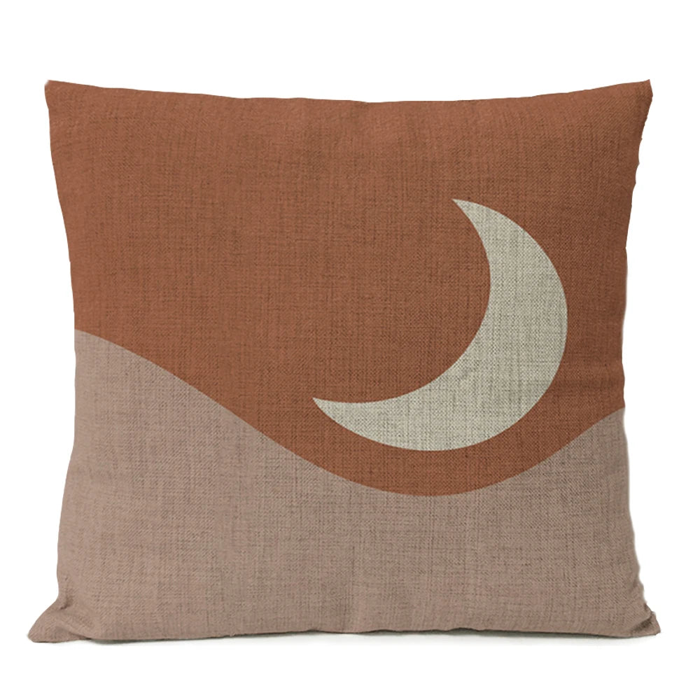 Home Decorative Boho Throw Pillow Cover Geometry Bohemia Sun Moon Leaf Linen Pillow Case Living Room Office Decor Sofa Cushion