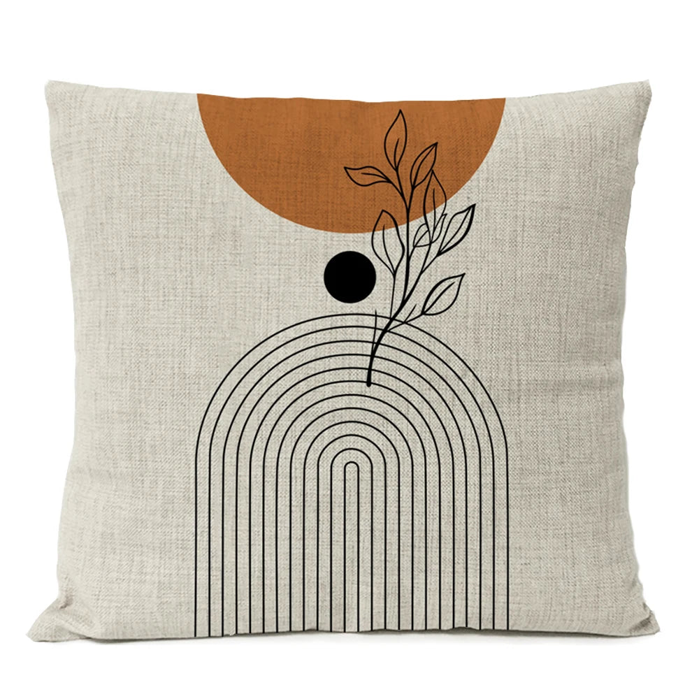 Home Decorative Boho Throw Pillow Cover Geometry Bohemia Sun Moon Leaf Linen Pillow Case Living Room Office Decor Sofa Cushion