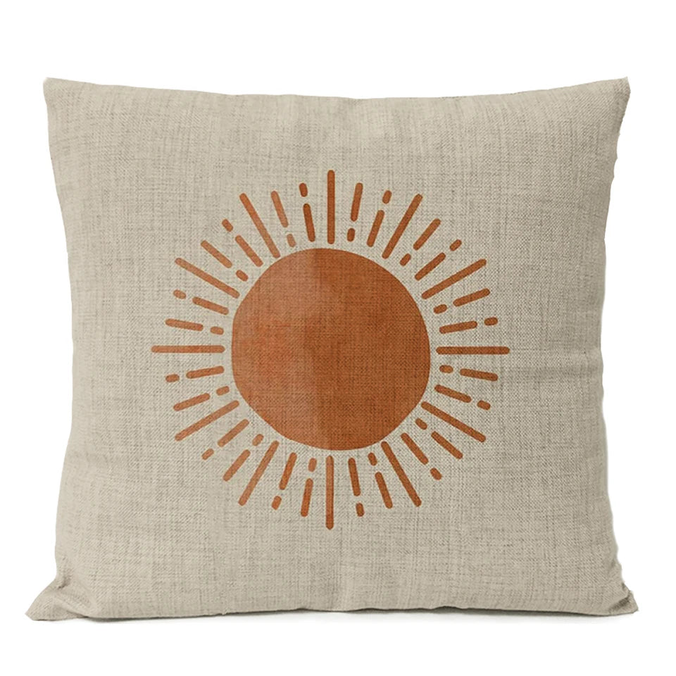 Home Decorative Boho Throw Pillow Cover Geometry Bohemia Sun Moon Leaf Linen Pillow Case Living Room Office Decor Sofa Cushion