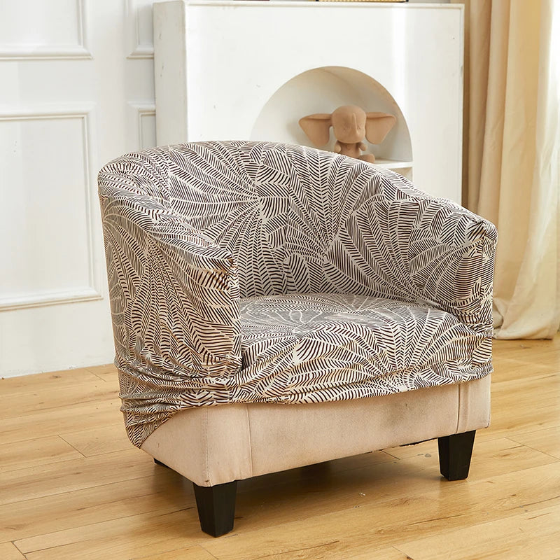Stretch Printed Half Moon Sofa Cover - Elastic Semi-Circular Slipcover for Living Room Spandex Non-Slip Furniture Protection
