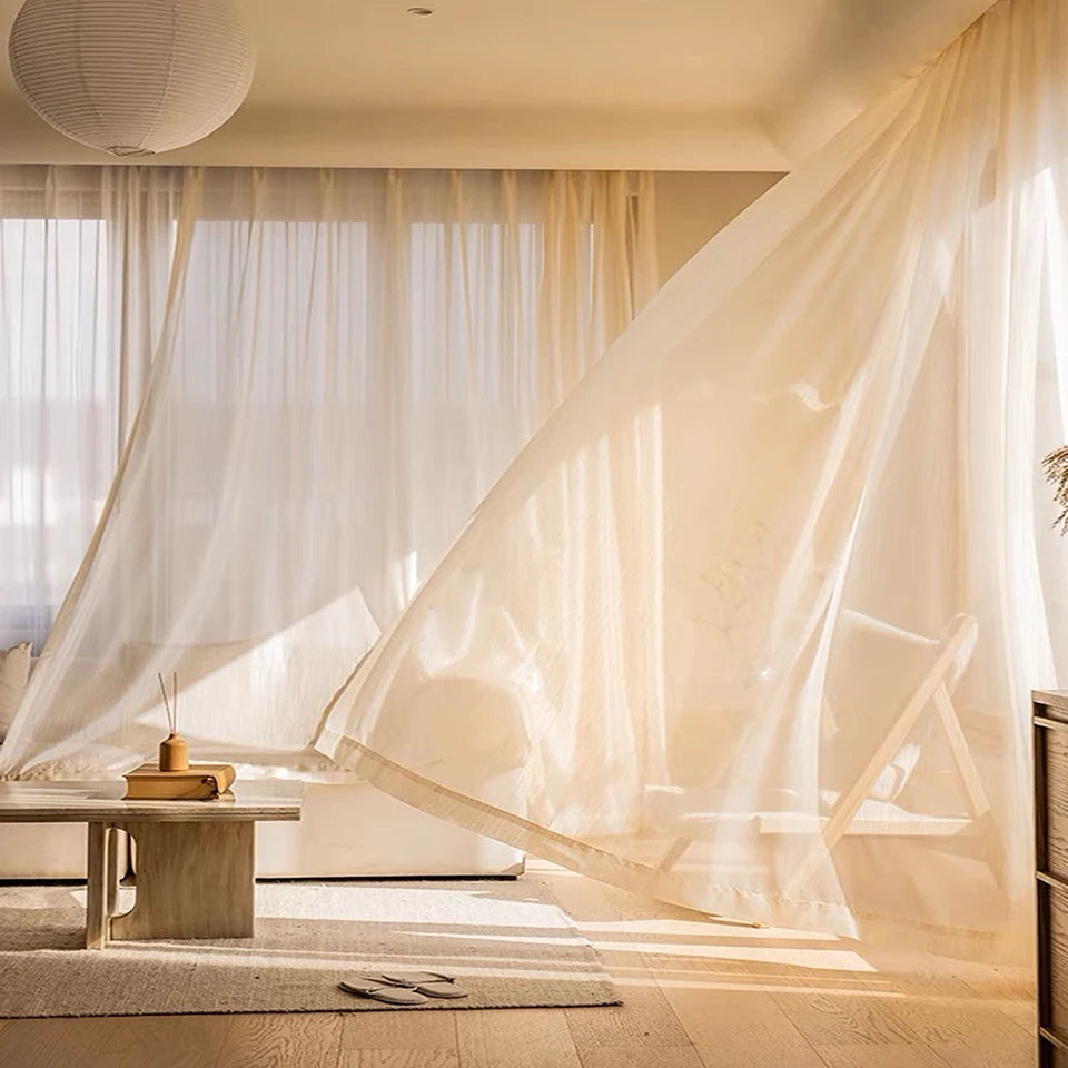 French Golden Sparkling Gilt Yarn Dream Translucent Gauze Curtains For Drawing Room White Shiny Texture Tulle Sheer for Bedroom