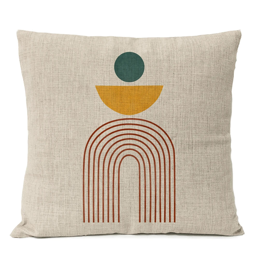 Home Decorative Boho Throw Pillow Cover Geometry Bohemia Sun Moon Leaf Linen Pillow Case Living Room Office Decor Sofa Cushion