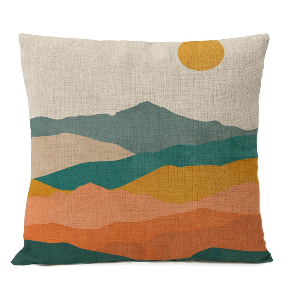 Home Decorative Boho Throw Pillow Cover Geometry Bohemia Sun Moon Leaf Linen Pillow Case Living Room Office Decor Sofa Cushion
