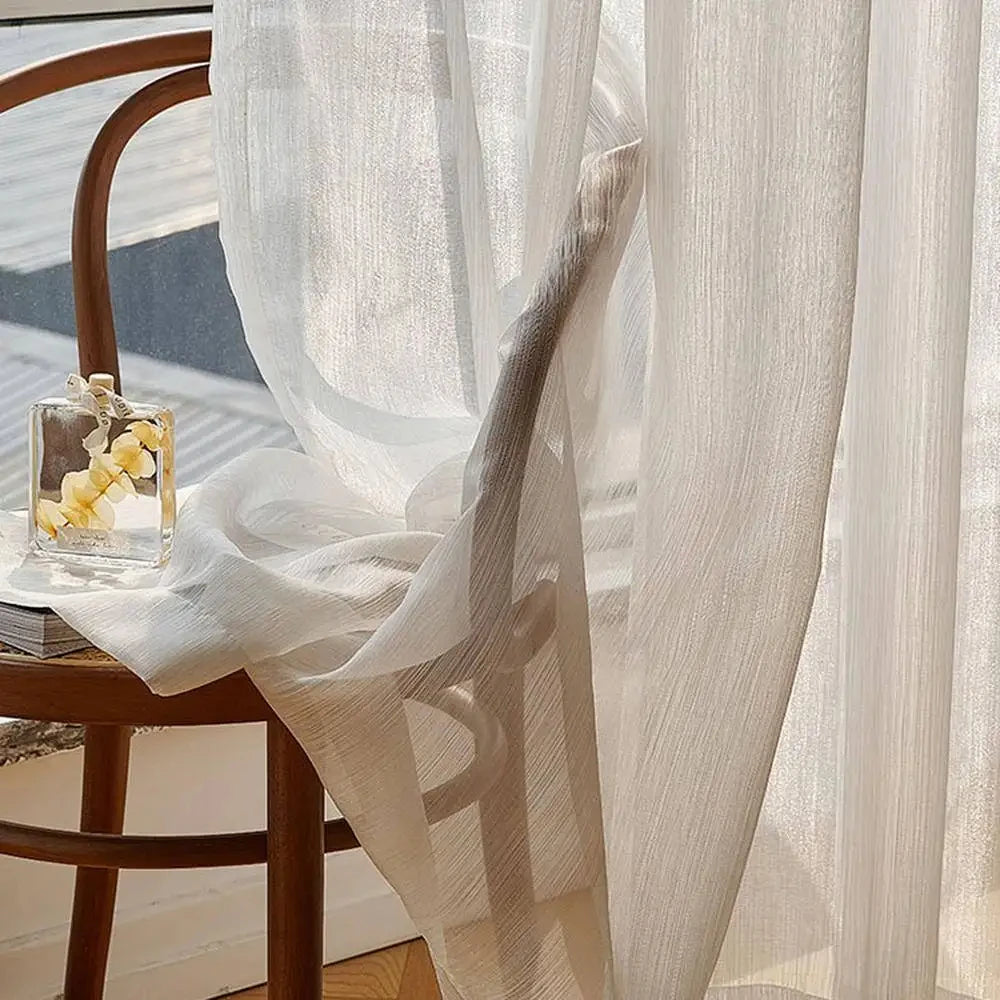 French Golden Sparkling Gilt Yarn Dream Translucent Gauze Curtains For Drawing Room White Shiny Texture Tulle Sheer for Bedroom