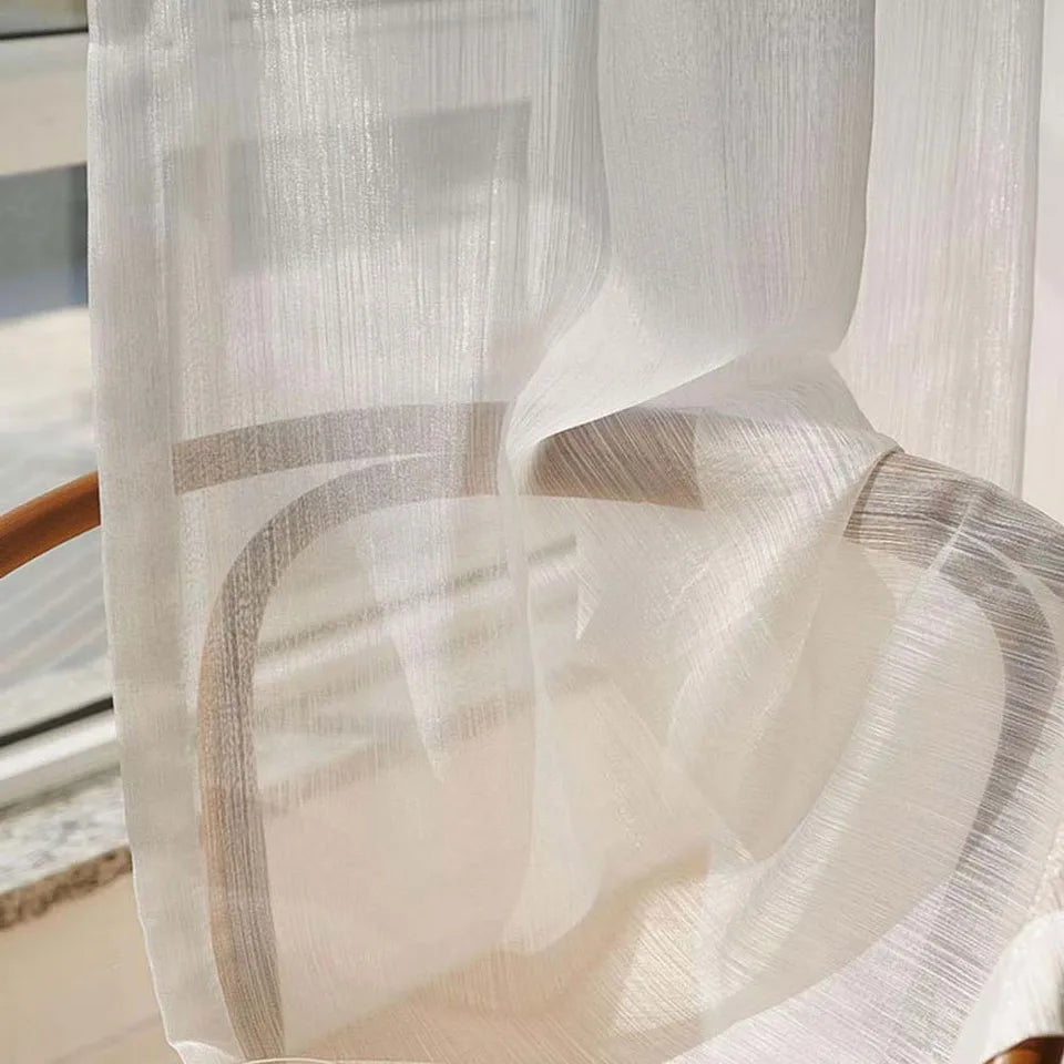 French Golden Sparkling Gilt Yarn Dream Translucent Gauze Curtains For Drawing Room White Shiny Texture Tulle Sheer for Bedroom