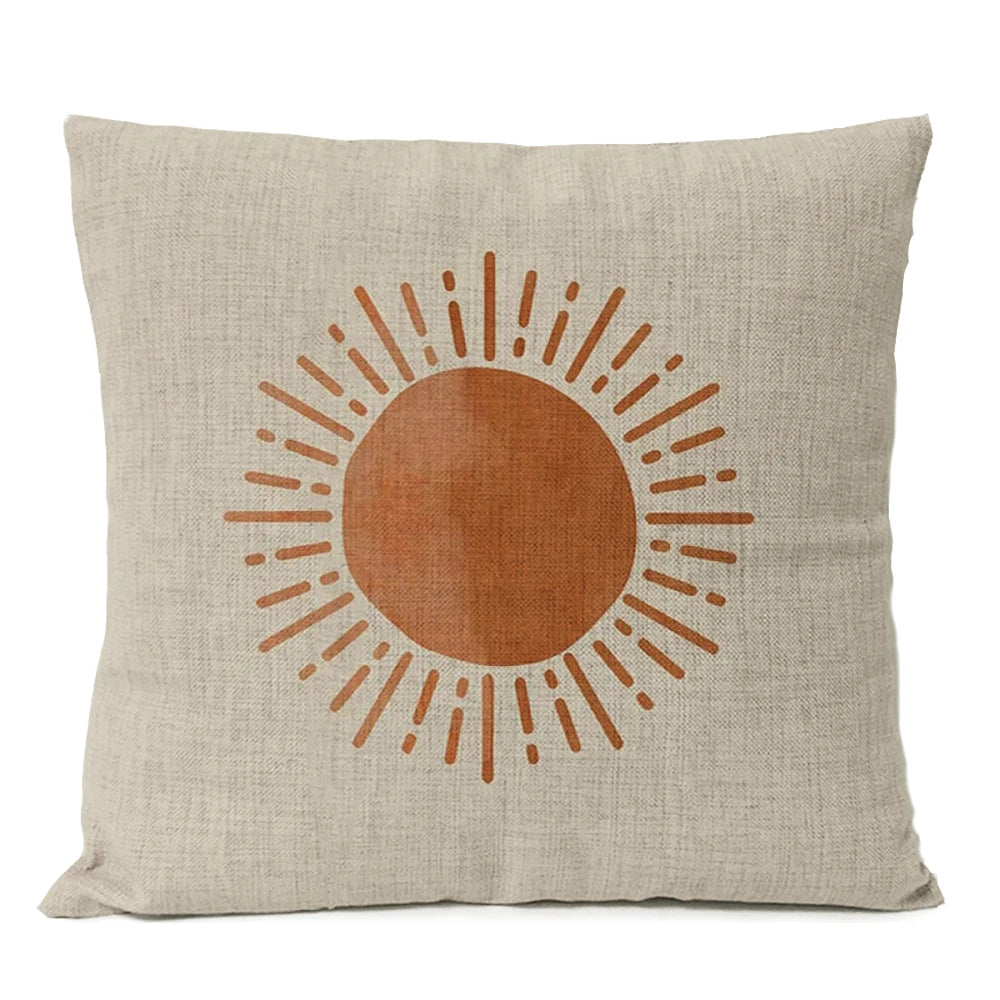 Home Decorative Boho Throw Pillow Cover Geometry Bohemia Sun Moon Leaf Linen Pillow Case Living Room Office Decor Sofa Cushion