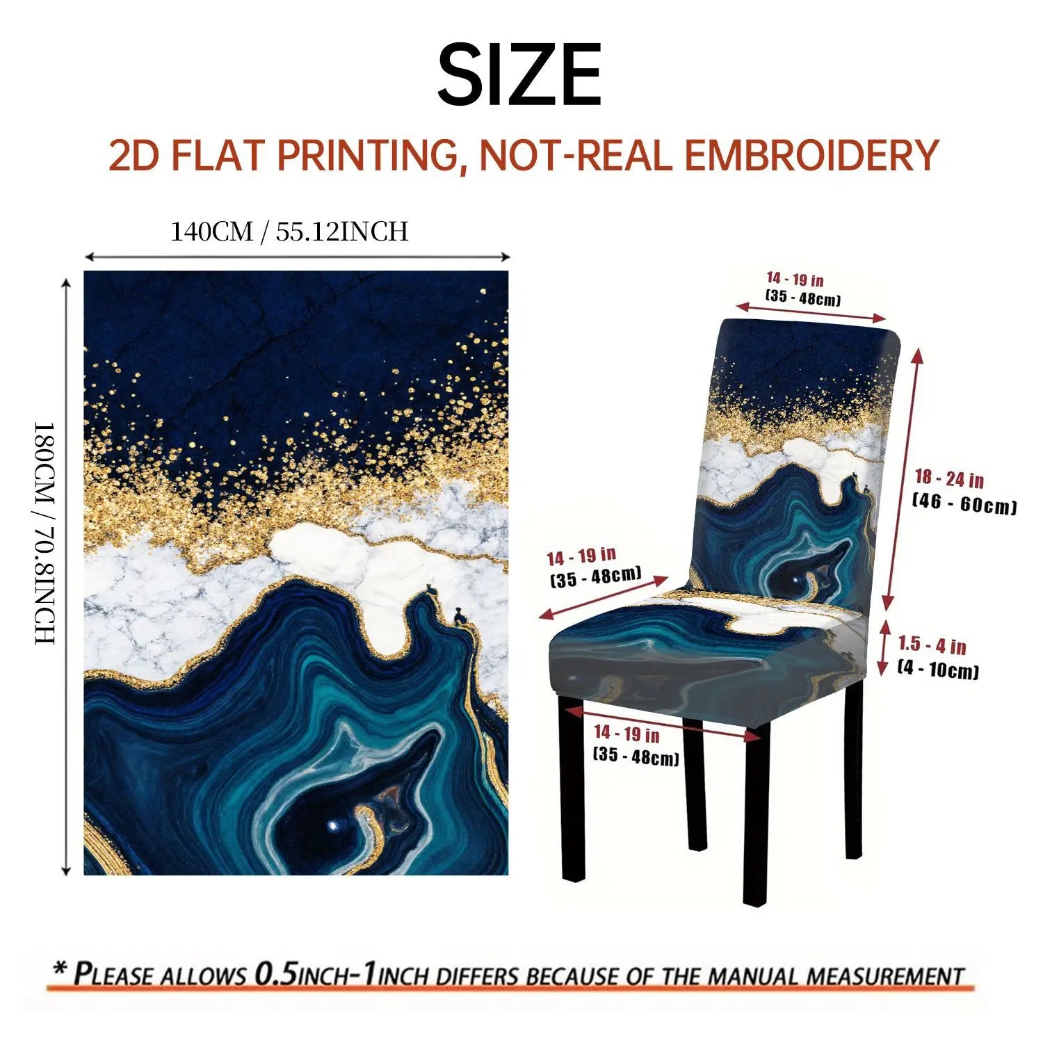 LANMOLIFE 5/7PCS Dining Chair Cover Tablecloth Set Dreamy Luxury Gold Lantern Moon Pattern Soft Fabric for Banquets Home Decor
