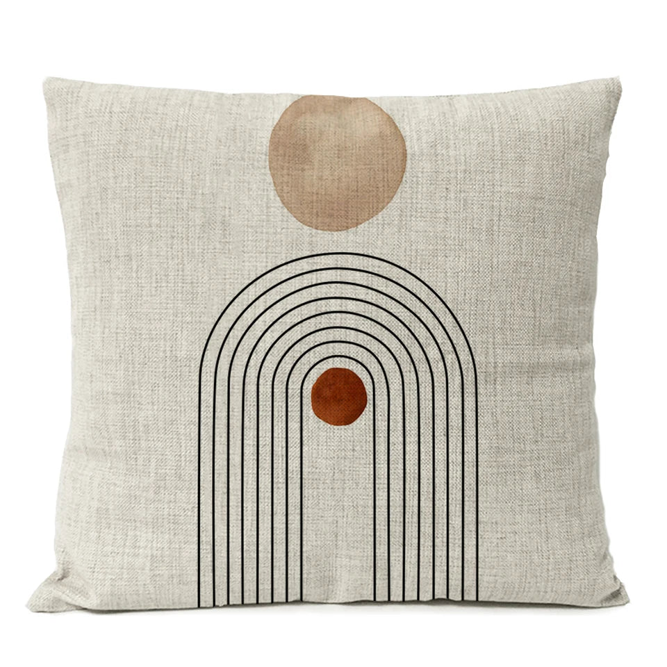 Home Decorative Boho Throw Pillow Cover Geometry Bohemia Sun Moon Leaf Linen Pillow Case Living Room Office Decor Sofa Cushion