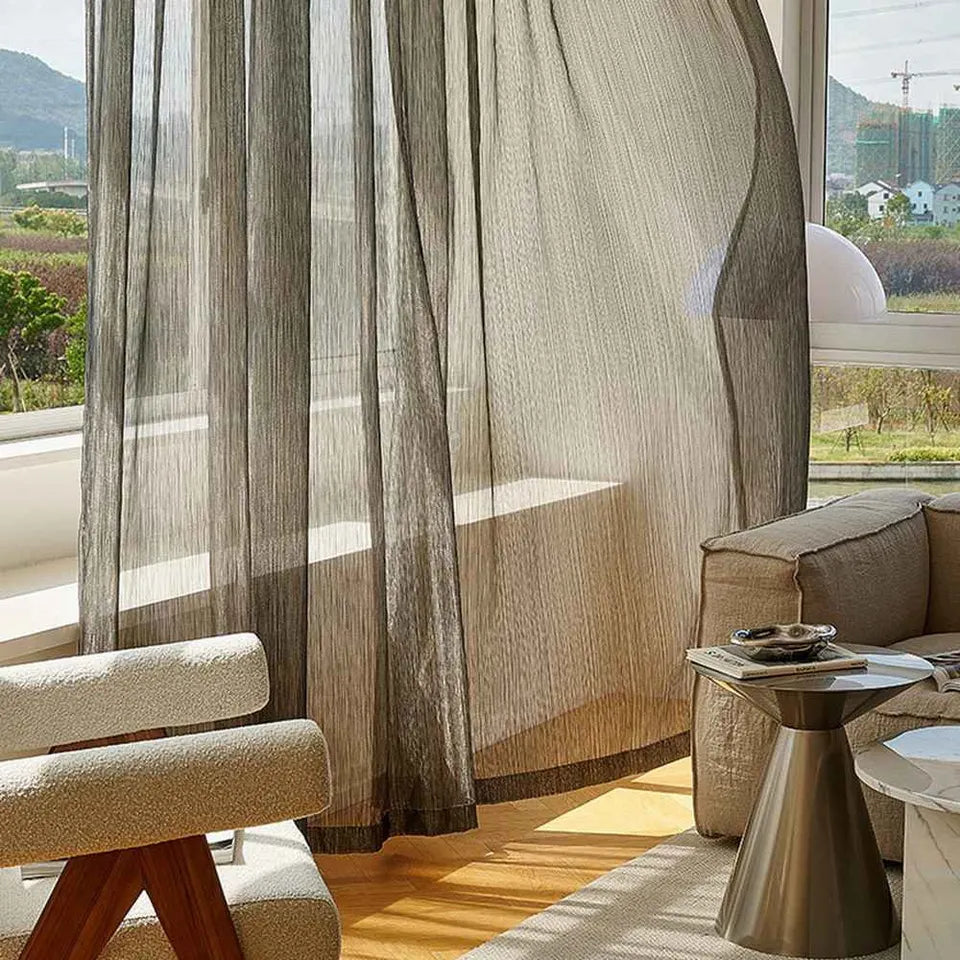 French Golden Sparkling Gilt Yarn Dream Translucent Gauze Curtains For Drawing Room White Shiny Texture Tulle Sheer for Bedroom