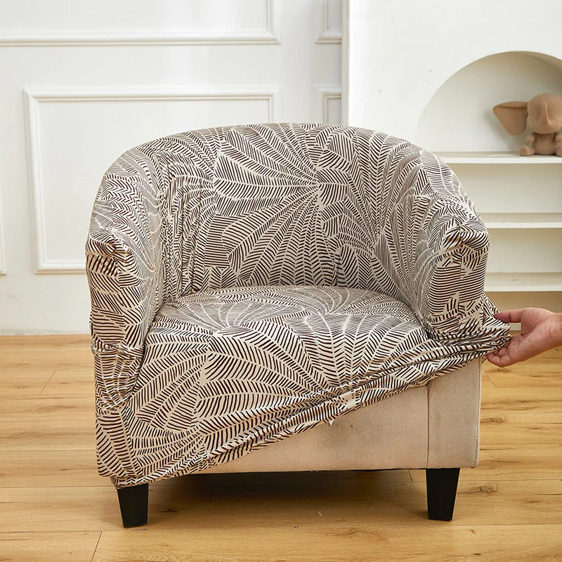 Stretch Printed Half Moon Sofa Cover - Elastic Semi-Circular Slipcover for Living Room Spandex Non-Slip Furniture Protection