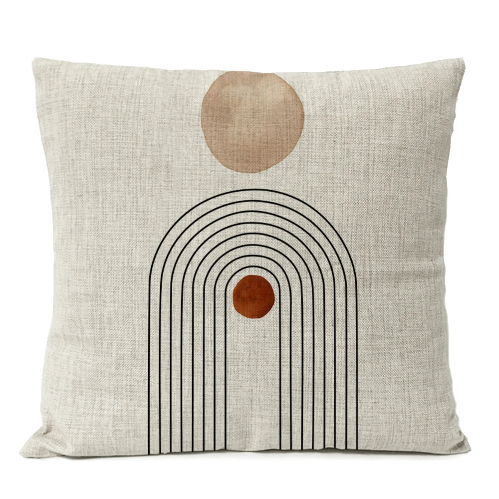 Home Decorative Boho Throw Pillow Cover Geometry Bohemia Sun Moon Leaf Linen Pillow Case Living Room Office Decor Sofa Cushion