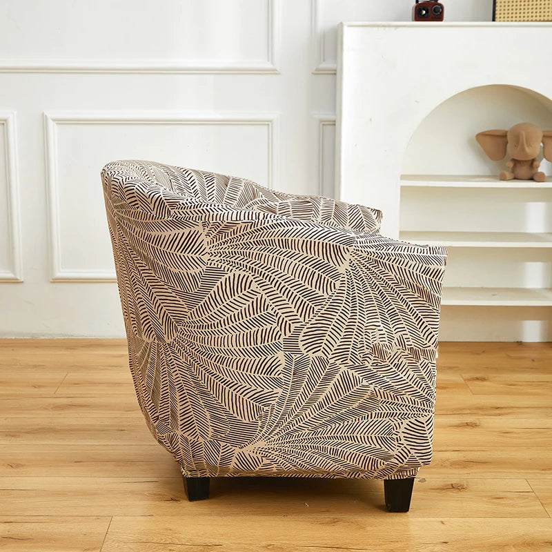 Stretch Printed Half Moon Sofa Cover - Elastic Semi-Circular Slipcover for Living Room Spandex Non-Slip Furniture Protection