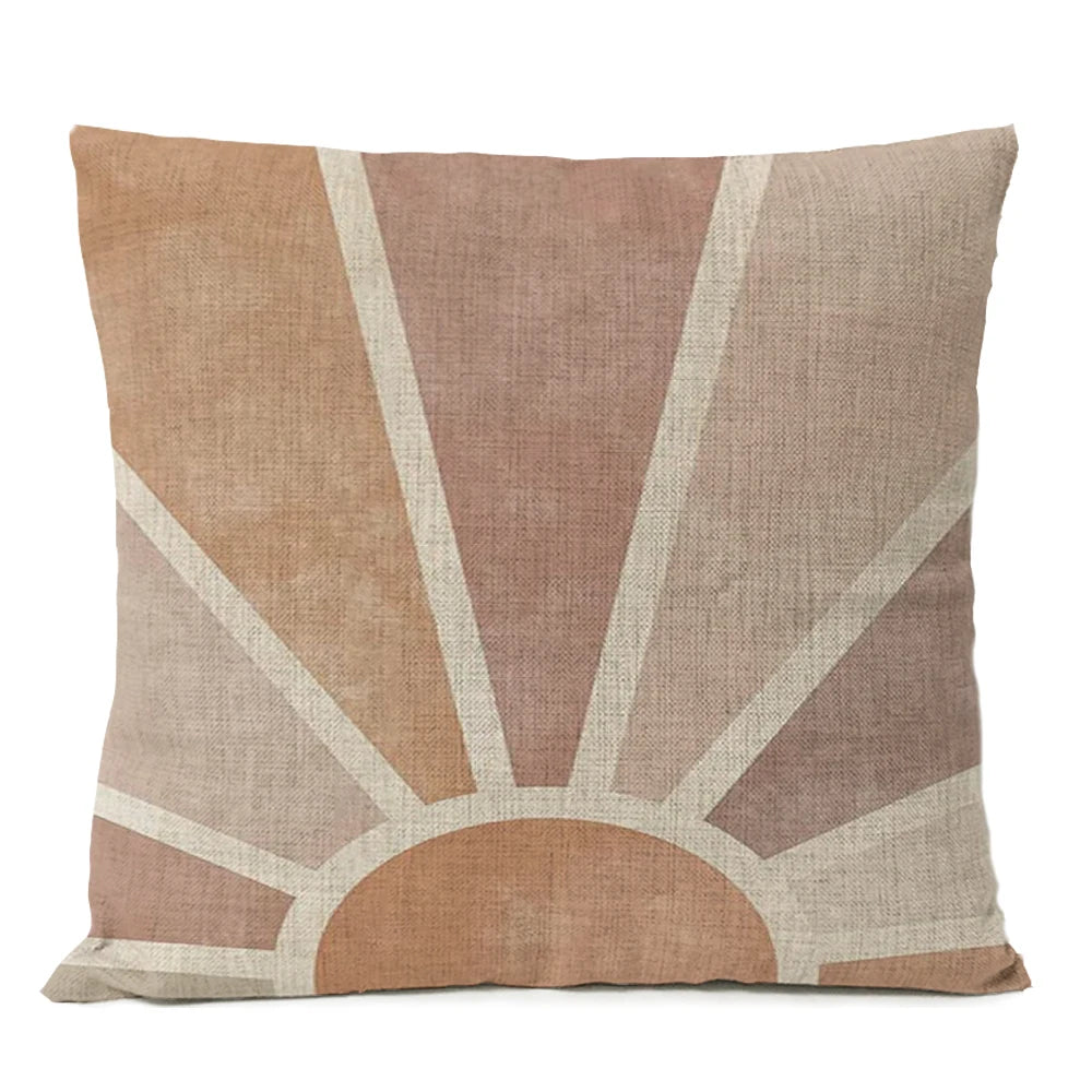 Home Decorative Boho Throw Pillow Cover Geometry Bohemia Sun Moon Leaf Linen Pillow Case Living Room Office Decor Sofa Cushion
