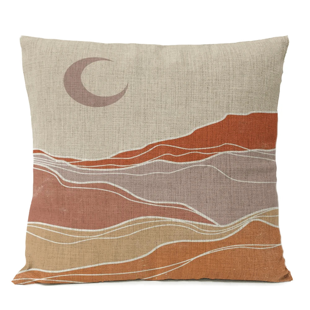 Home Decorative Boho Throw Pillow Cover Geometry Bohemia Sun Moon Leaf Linen Pillow Case Living Room Office Decor Sofa Cushion