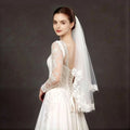 Elegant Bridal Wedding Veil Bridal Rose Lace Appliques White Ivory Soft Tulle With Comb Fingertip Face Cover Accessory G164