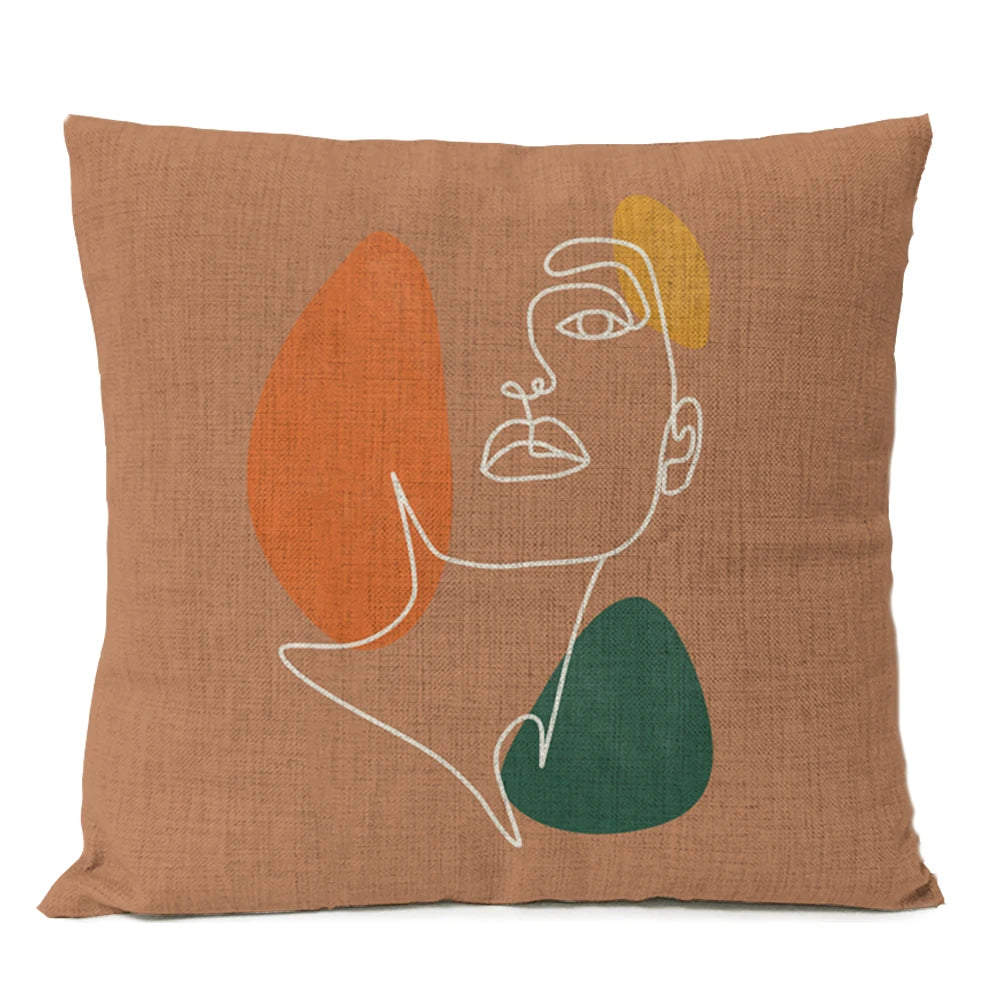 Home Decorative Boho Throw Pillow Cover Geometry Bohemia Sun Moon Leaf Linen Pillow Case Living Room Office Decor Sofa Cushion
