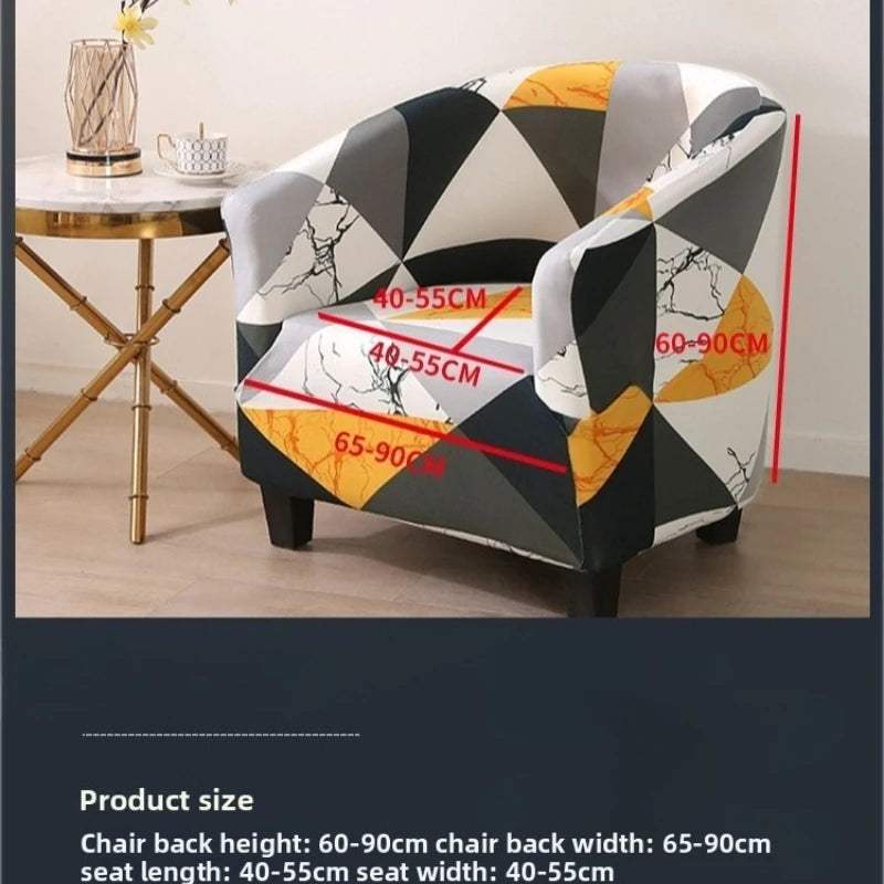 Stretch Printed Half Moon Sofa Cover - Elastic Semi-Circular Slipcover for Living Room Spandex Non-Slip Furniture Protection