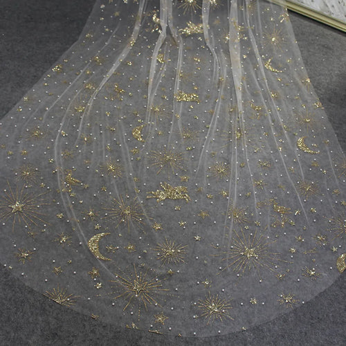Customize Hooded Wedding Cape with Pearls Gold Dust Star Moon Pegasus Fairytale Cloak Wrap 3 M Long Train Wedding Cape with Hood