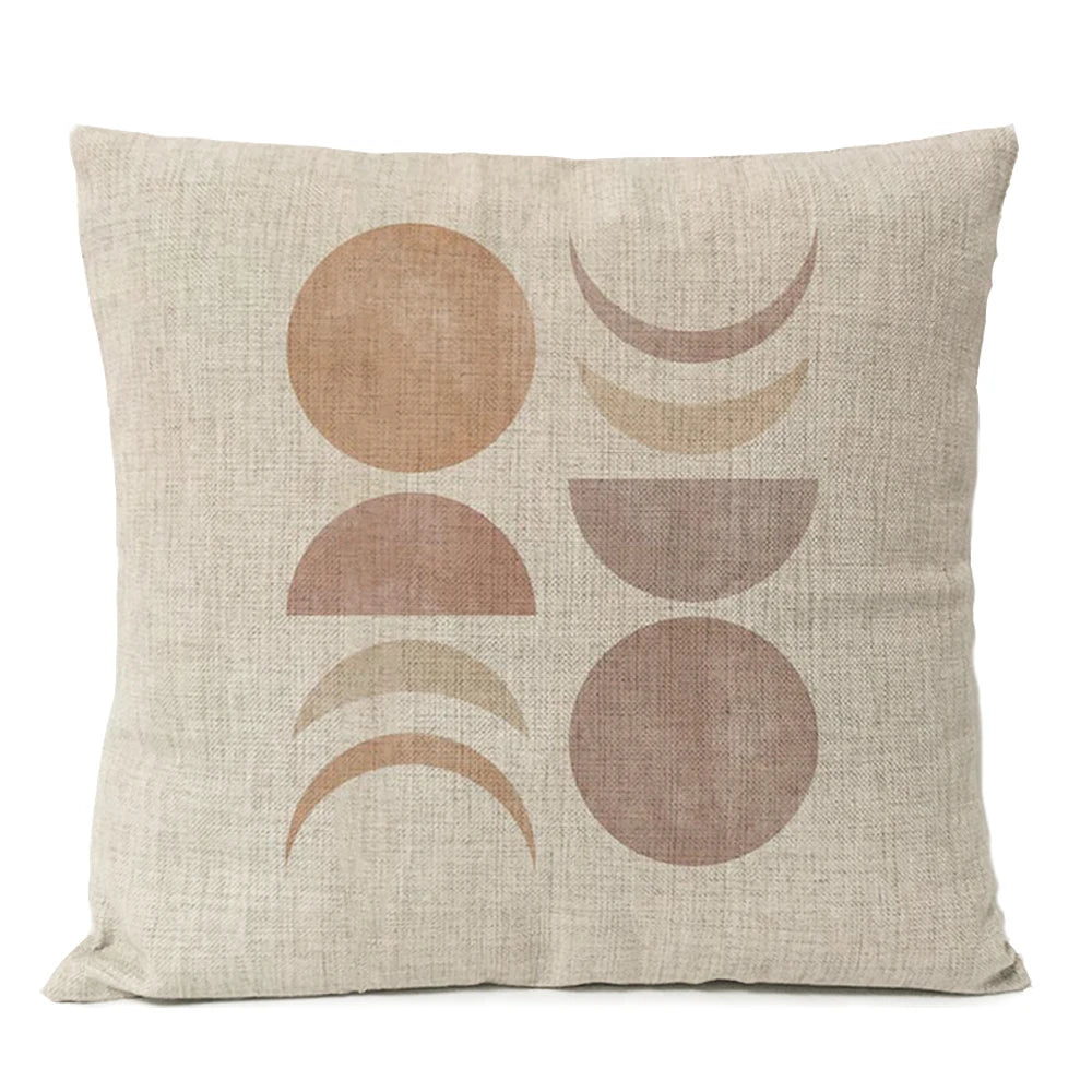 Home Decorative Boho Throw Pillow Cover Geometry Bohemia Sun Moon Leaf Linen Pillow Case Living Room Office Decor Sofa Cushion