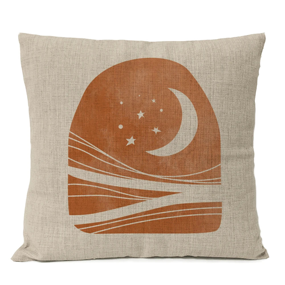 Home Decorative Boho Throw Pillow Cover Geometry Bohemia Sun Moon Leaf Linen Pillow Case Living Room Office Decor Sofa Cushion