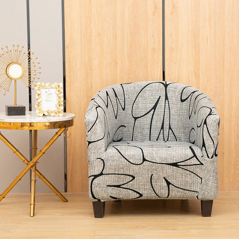 Stretch Printed Half Moon Sofa Cover - Elastic Semi-Circular Slipcover for Living Room Spandex Non-Slip Furniture Protection