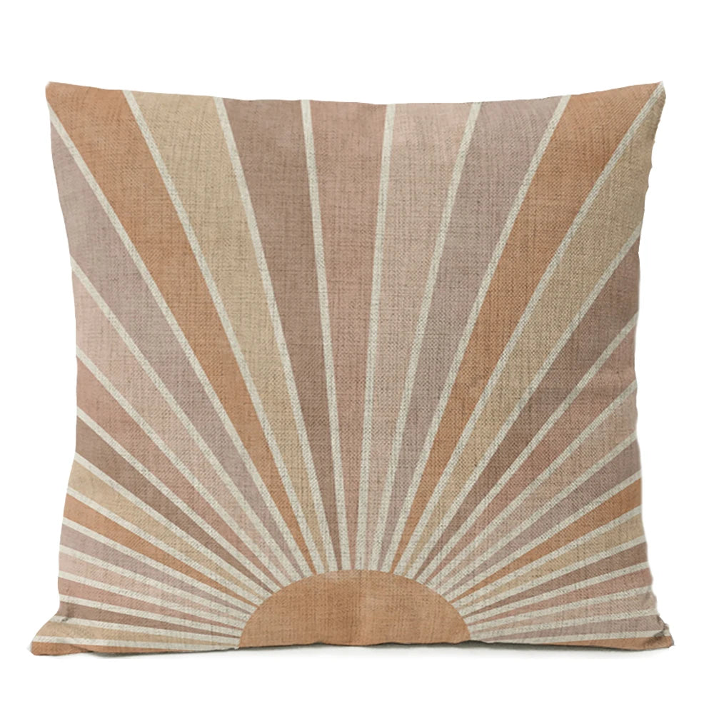 Home Decorative Boho Throw Pillow Cover Geometry Bohemia Sun Moon Leaf Linen Pillow Case Living Room Office Decor Sofa Cushion