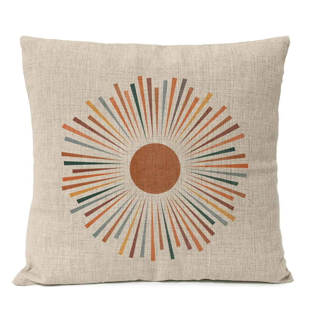 Home Decorative Boho Throw Pillow Cover Geometry Bohemia Sun Moon Leaf Linen Pillow Case Living Room Office Decor Sofa Cushion