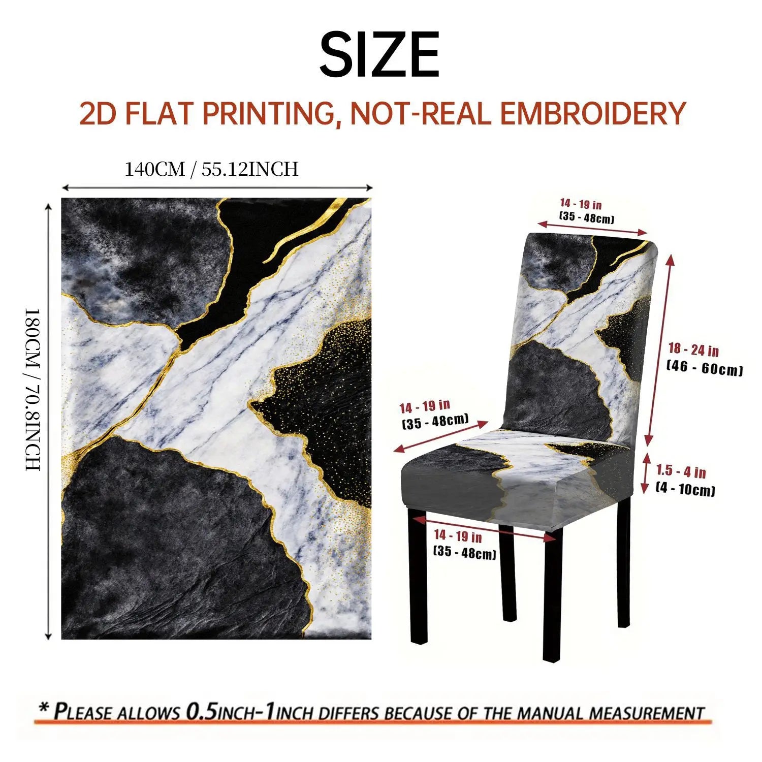 LANMOLIFE 5/7PCS Dining Chair Cover Tablecloth Set Dreamy Luxury Gold Lantern Moon Pattern Soft Fabric for Banquets Home Decor
