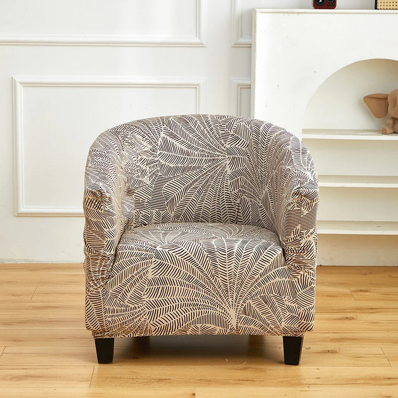 Stretch Printed Half Moon Sofa Cover - Elastic Semi-Circular Slipcover for Living Room Spandex Non-Slip Furniture Protection