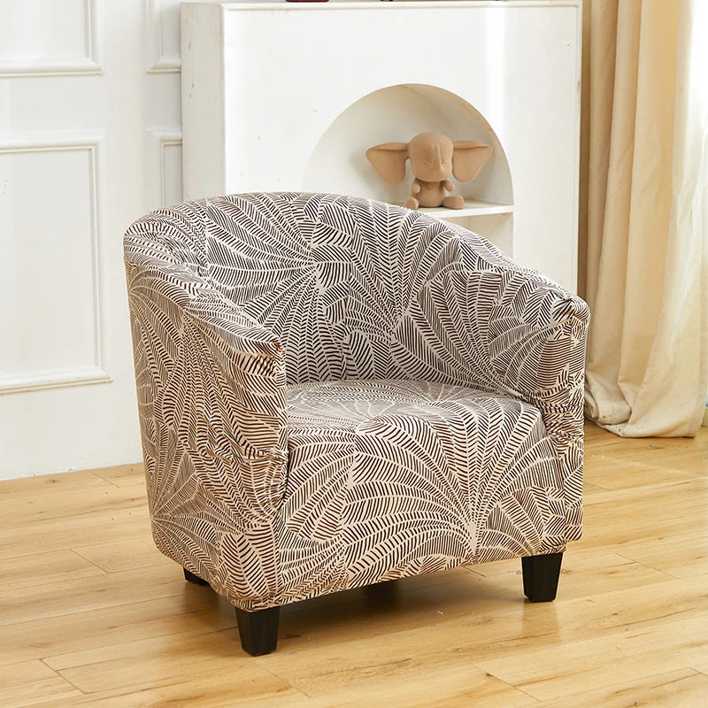 Stretch Printed Half Moon Sofa Cover - Elastic Semi-Circular Slipcover for Living Room Spandex Non-Slip Furniture Protection