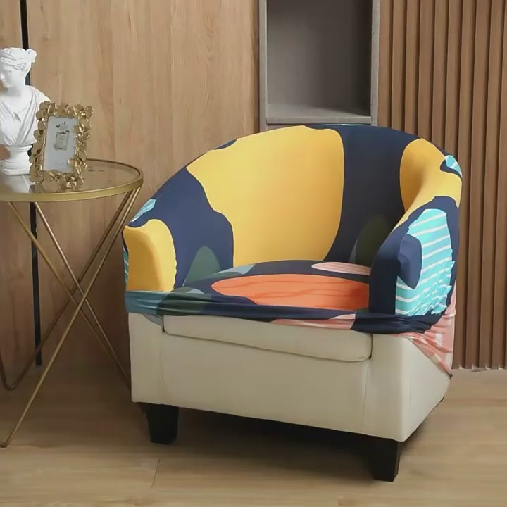Stretch Printed Half Moon Sofa Cover - Elastic Semi-Circular Slipcover for Living Room Spandex Non-Slip Furniture Protection